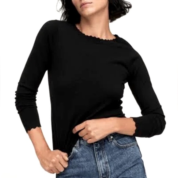 Joseph A Sweaters - Joseph A. Black Scalloped Sweater
